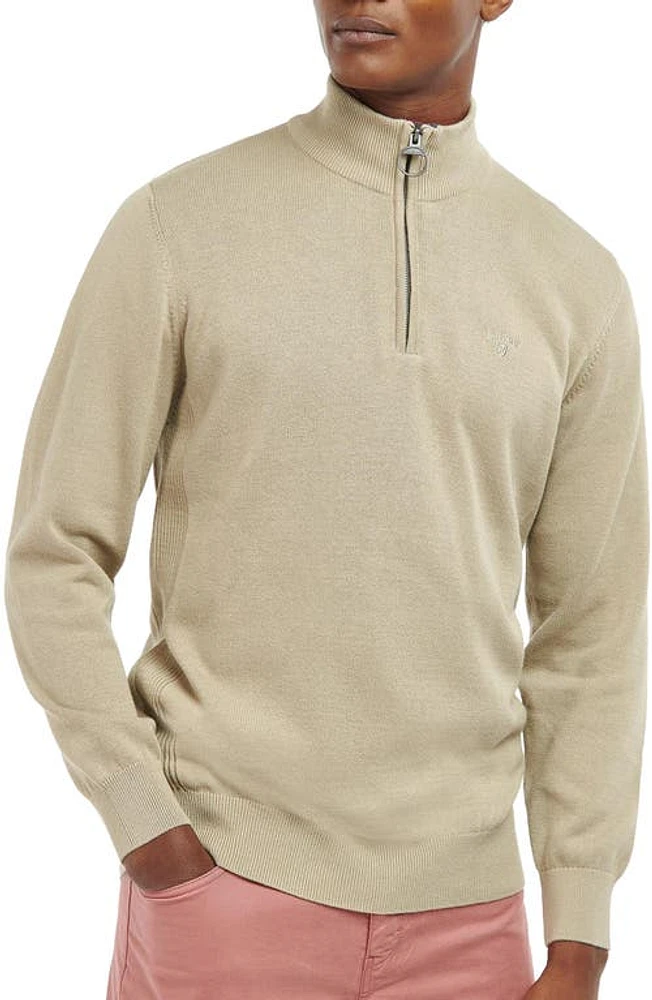 Barbour Cotton Half Zip Sweater Washed Stone at Nordstrom,