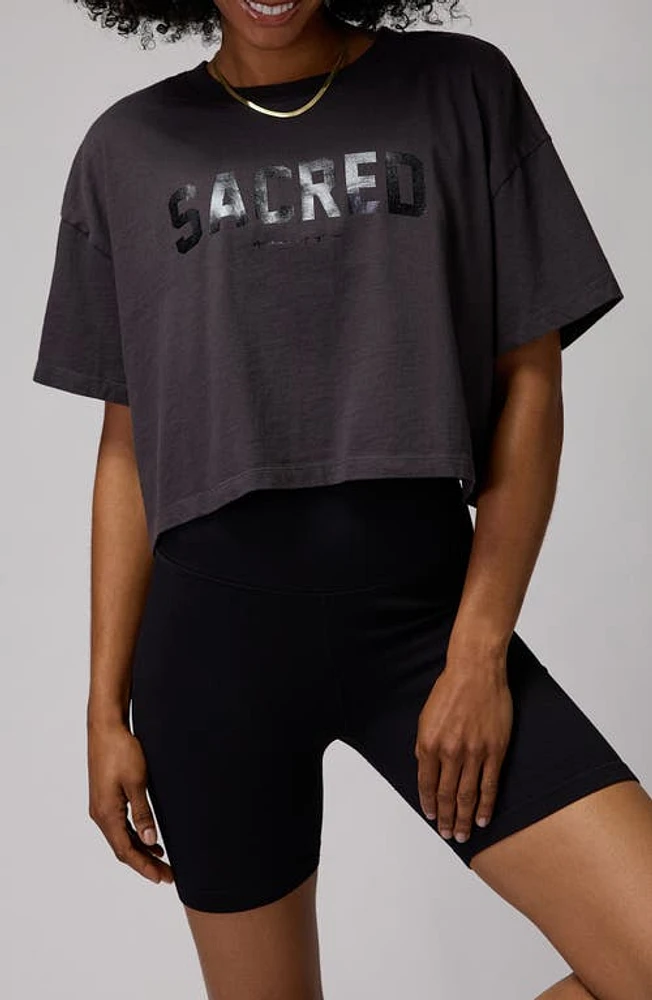 Spiritual Gangster Kaylee Sacred Crop Cotton Graphic T-Shirt Vintage Black at Nordstrom,