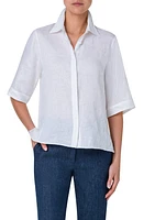 Akris Boxy Linen Voile Button-Up Shirt 001 White at Nordstrom,