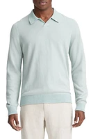 Vince Bird's Eye Wool Blend Johnny Collar Top Seafoam Green/Stone at Nordstrom,