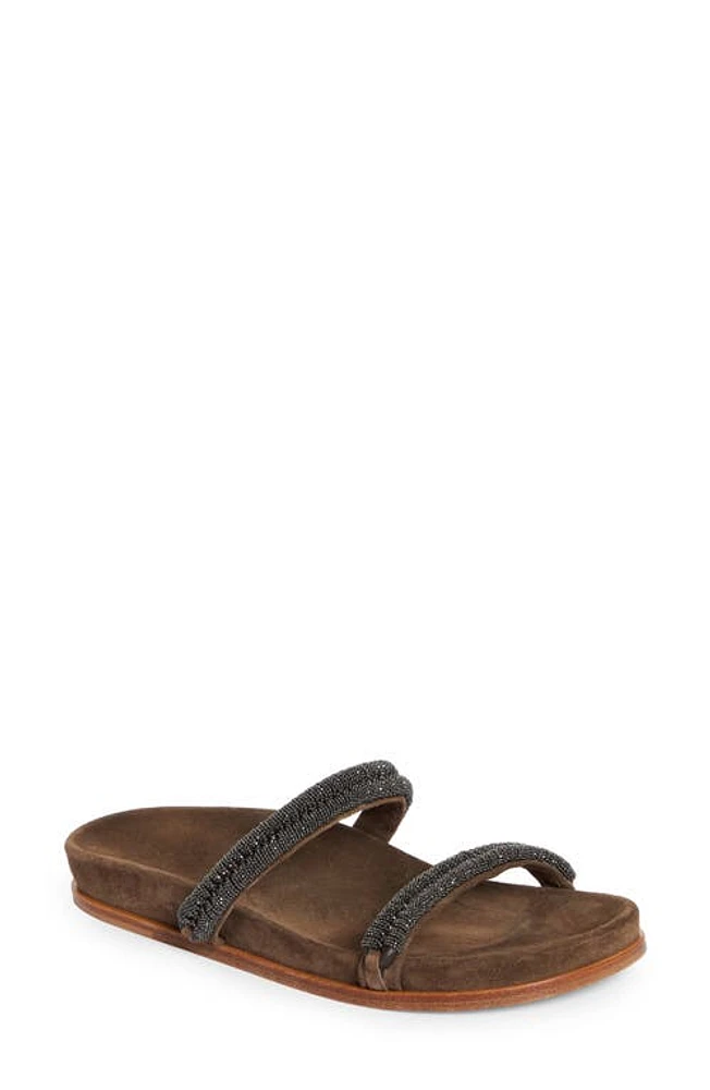 Brunello Cucinelli Monili Double Braided Slide Sandal Brown at Nordstrom,