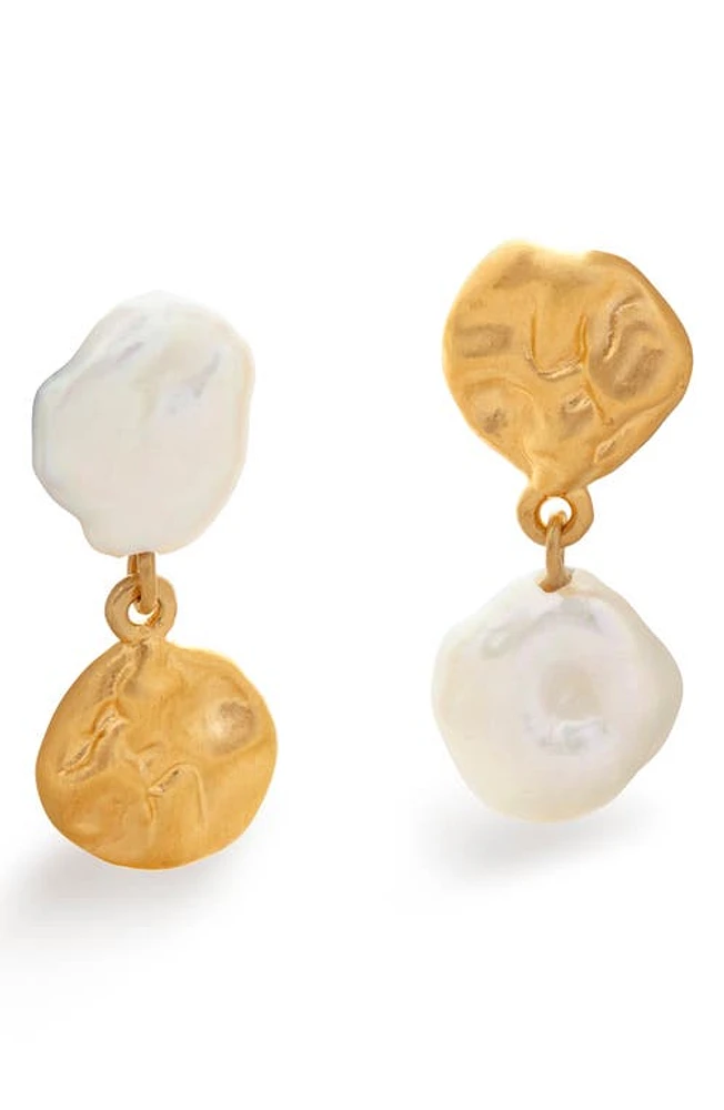 Monica Vinader Mismatched Keshi Pearl Drop Earrings in 18Ct Gold Vermeil On Sterling at Nordstrom