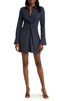 Cinq à Sept McKenna Front Twist Long Sleeve Mini Shirtdress at Nordstrom,