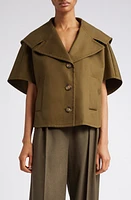 Max Mara Canossa Cotton Gabardine Cape Jacket in Khaki at Nordstrom, Size Medium