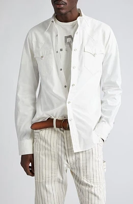 Double RL Slim Fit Poplin Snap-Up Western Shirt White at Nordstrom,