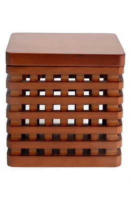 Kassatex Osaka Acacia Wood Cotton Holder in Medium Brown at Nordstrom