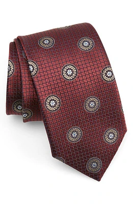 Canali Medallion Silk Tie in Dark Red at Nordstrom