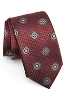 Canali Medallion Silk Tie in Dark Red at Nordstrom