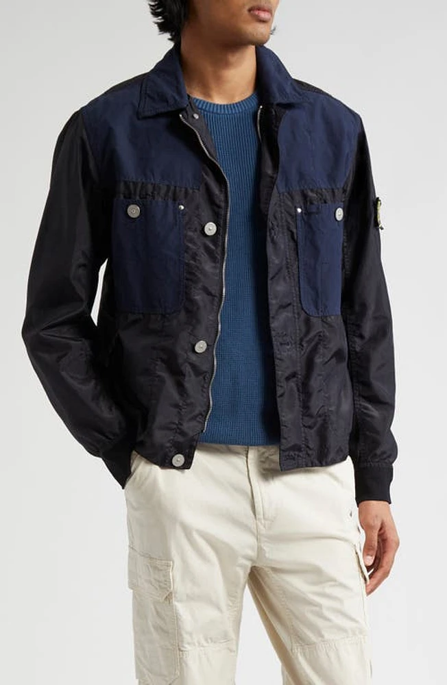 Stone Island Colorblock Pocket Jacket Navy Blue at Nordstrom,