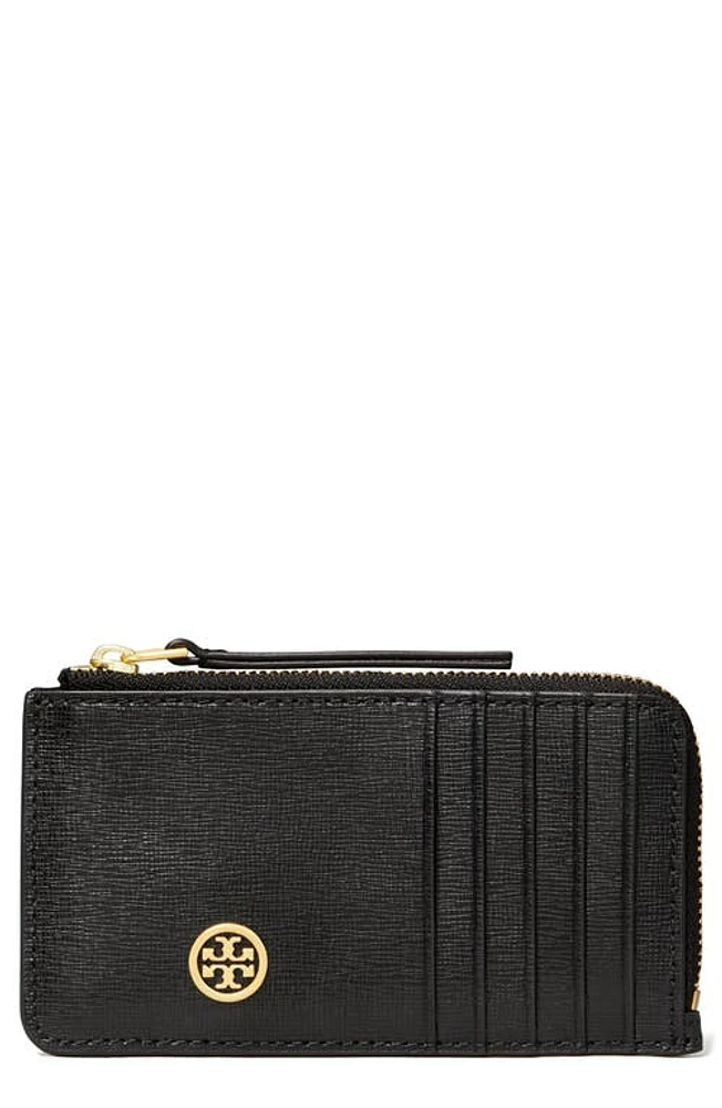 Tory Burch Robinson Top Zip Card Case in Black at Nordstrom