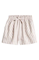 Nordstrom Kids' Favorite Paperbag Waist Linen Blend Shorts Stripe at Nordstrom,