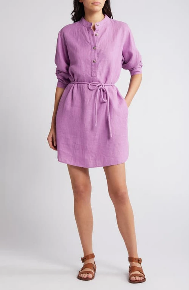 XÍRENA Dorian Long Sleeve Linen Minidress Deep Lilac at Nordstrom,