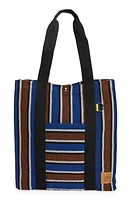 GOODEE Efi Bassi Cotton Canvas Market Tote in Blue And Rust Stripe at Nordstrom