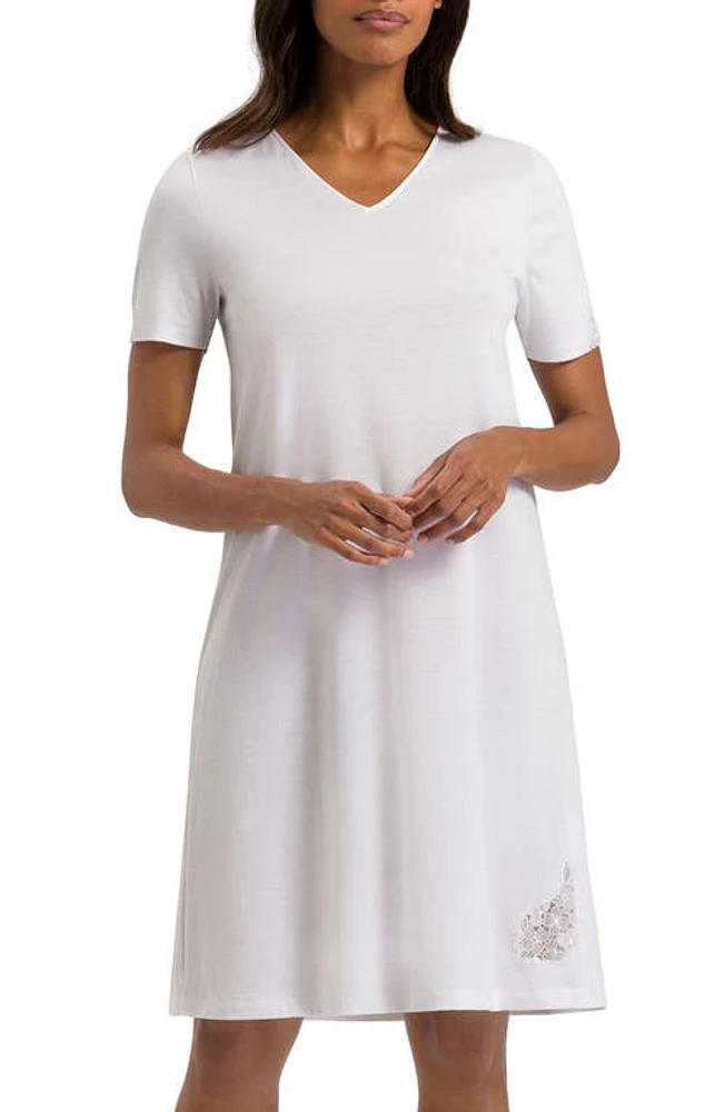 Hanro Michelle Short Sleeve Cotton Nightgown - at Nordstrom,