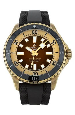 Watchfinder & Co. Breitling Preowned SuperOcean Automatic 44 N17376 Rubber Strap Watch, 44mm in Black /Gold at Nordstrom