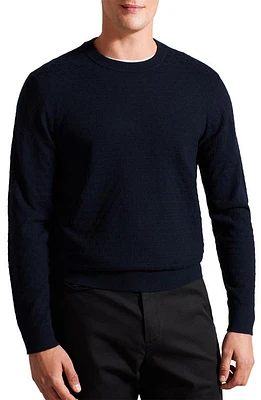 Ted Baker London Lounge 'T' Stitch Crewneck Sweater in Navy at Nordstrom, Size 5