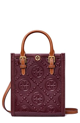 Tory Burch Mini T Monogram Embossed Patent Leather Crossbody Tote in Albarossa at Nordstrom