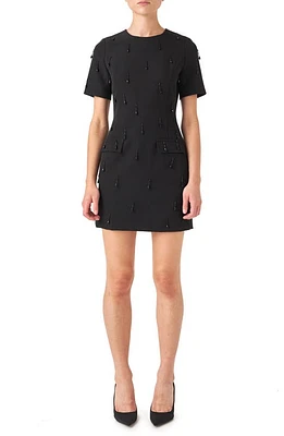 Endless Rose Beaded Fringe Minidress Black at Nordstrom,