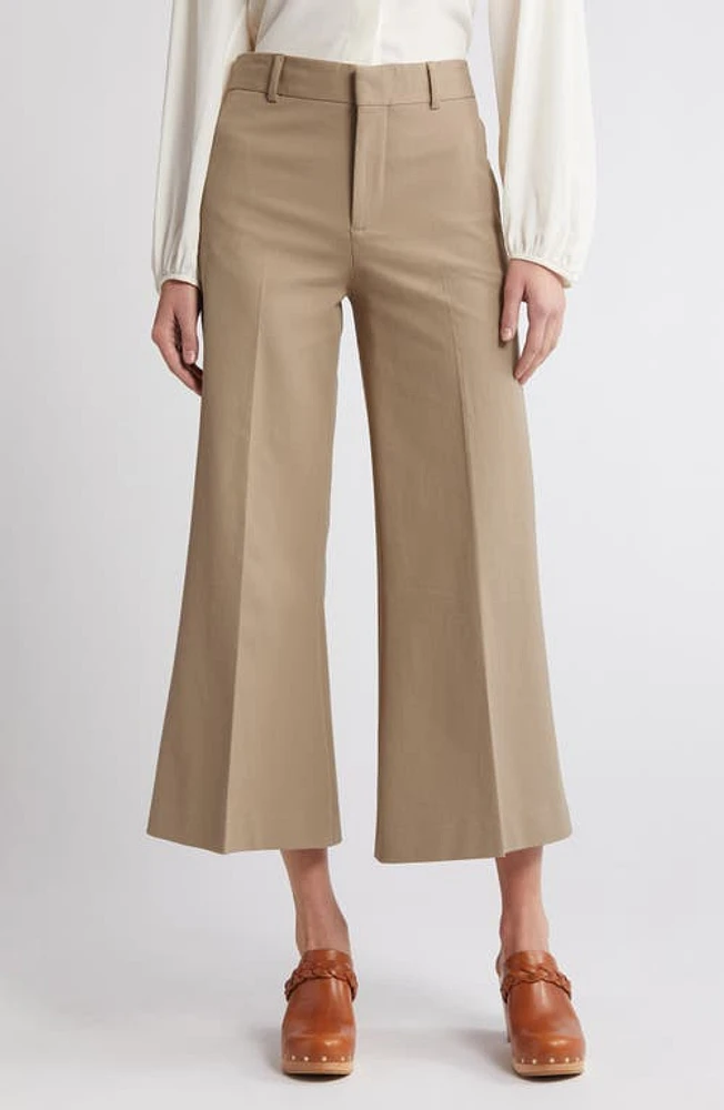 FRAME Le Palazzo High Waist Crop Pants Dark Sand at Nordstrom,