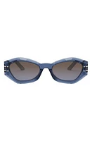 'DiorSignature B1U 55mm Butterfly Sunglasses in Shiny Blue /Gradient Bordeaux at Nordstrom