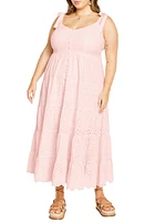 City Chic Allegra Eyelet Embroidered Maxi Dress in Soft Pink at Nordstrom