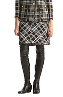 St. John Evening Sparkle Plaid Raw Edge A-Line Skirt Black/Ecru/Gold Multi at Nordstrom,