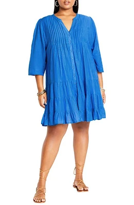 City Chic Milly Button-Up Minidress in Ocean at Nordstrom