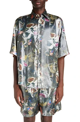 Acne Studios Per B. Sundberg Print Button-Up Shirt Black Multicolor at Nordstrom, Us