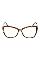 TOM FORD 55mm Butterfly Blue Light Blocking Glasses in Havana/other at Nordstrom