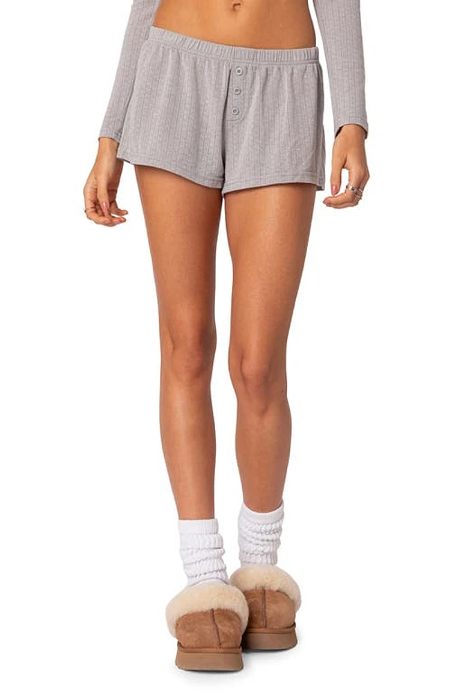 EDIKTED Homey Pointelle Shorts Gray at Nordstrom,