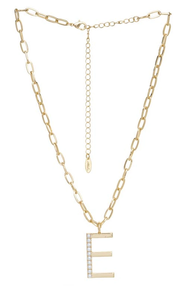 Ettika Imitation Pearl Initial Pendant Necklace in Gold- E at Nordstrom