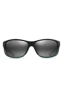 Maui Jim Kaiwi Channel 62mm PolarizedPlus2 Rectangular Sunglasses in Grey Black Stripe Neutral at Nordstrom