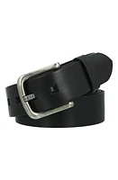 Frye Logo Buckle Leather Belt in Black at Nordstrom, Size 42