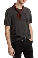 John Varvatos Distorted Sound Linen Blend Graphic Tee Coal at Nordstrom,