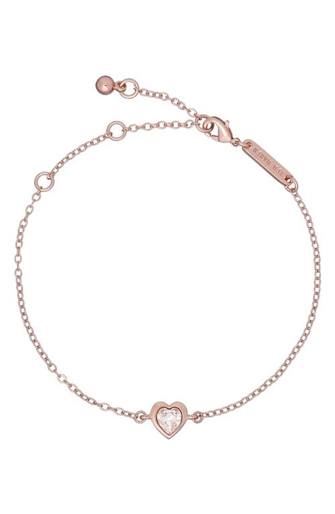 Ted Baker London Hansa Crystal Heart Bracelet in Rose Gold Tone Clear Crystal at Nordstrom