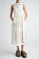 Sacai Embroidered Grid Coatdress Off White at Nordstrom,