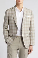 BOSS Hutson Plaid Virgin Wool Sport Coat Beige at Nordstrom,