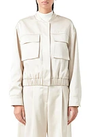 Grey Lab Cargo Pocket Satin Bomber Jacket Cream at Nordstrom,