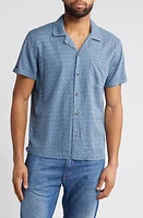 Rails Waimea Geo Print Short Sleeve Linen Blend Button-Up Shirt Wishbone Blues at Nordstrom,