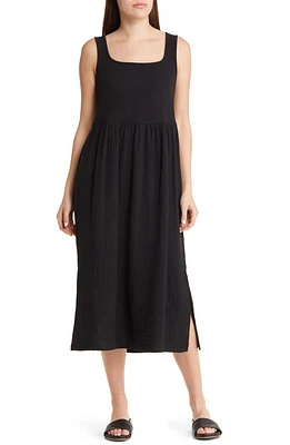 Madewell Mixed Media Tank Dress True Black at Nordstrom,