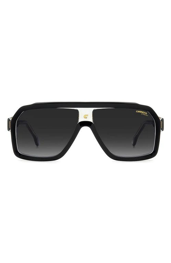 Carrera Eyewear 60mm Gradient Polarized Rectangular Sunglasses in Black Grey/Grey at Nordstrom