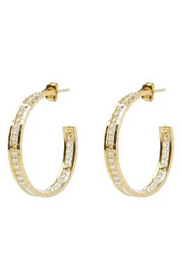 Argento Vivo Sterling Silver Imitation Pearl Molten Hoop Earrings in Gold at Nordstrom