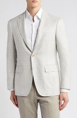 Canali Kei Trim Fit Microcheck Wool & Silk Blend Sport Coat White at Nordstrom, Us