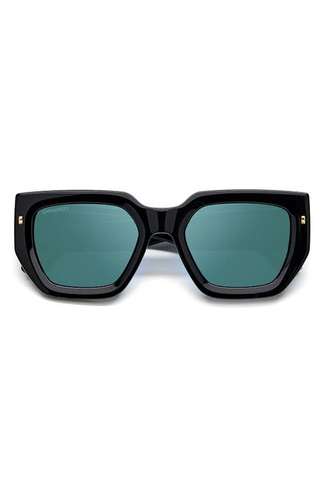 Dsquared2 53mm Rectangular Sunglasses in Black/teal at Nordstrom