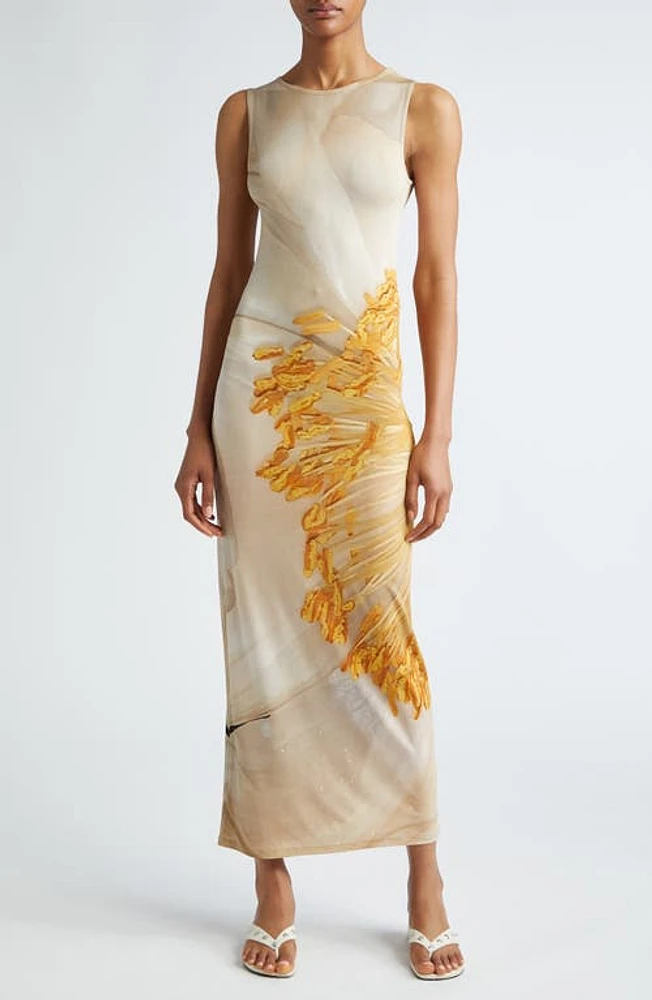 Paloma Wool Fortunata Flower Print Semisheer Sleeveless Dress Ecru at Nordstrom,