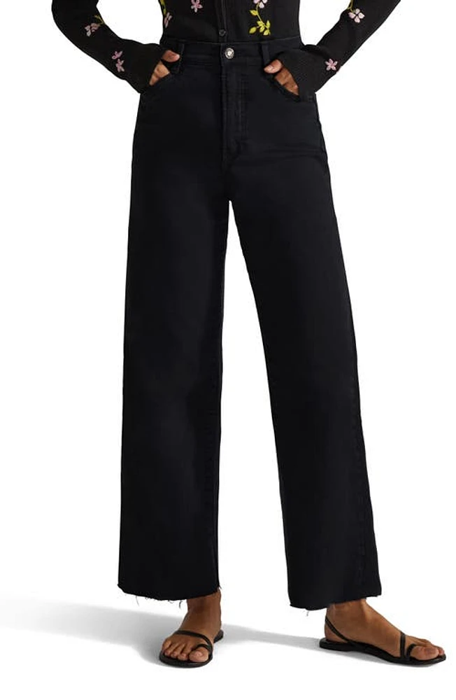 Favorite Daughter The Mischa Raw Hem Super High Waist Wide Leg Jeans Licorice at Nordstrom,