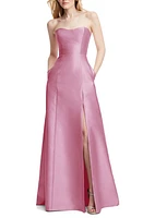 Alfred Sung Strapless Satin A-Line Gown at Nordstrom,