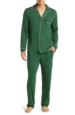 Eberjey William Print Pajamas in Winterpine Forest Green at Nordstrom, Size X-Large