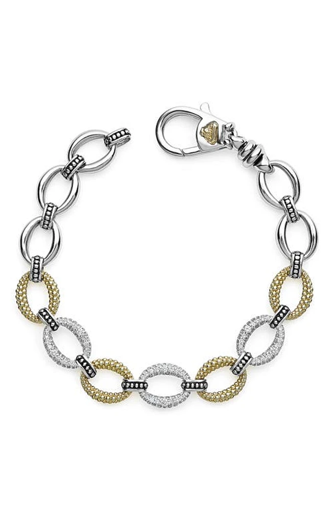 LAGOS Caviar Lux Pavé Diamond Link Bracelet in Silver at Nordstrom