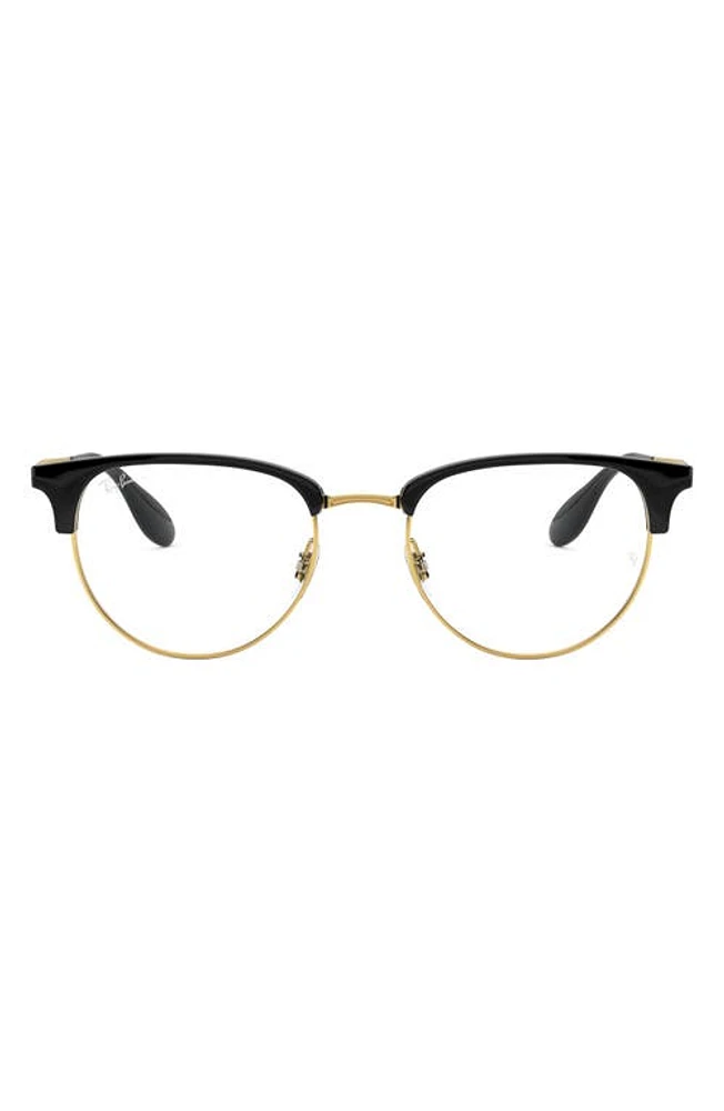 Ray-Ban 53mm Square Optical Glasses in Black/Gold at Nordstrom